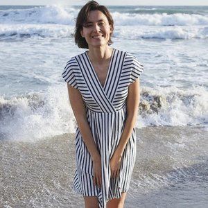 Saint James MARANS V-Neck Striped Dress in Linen